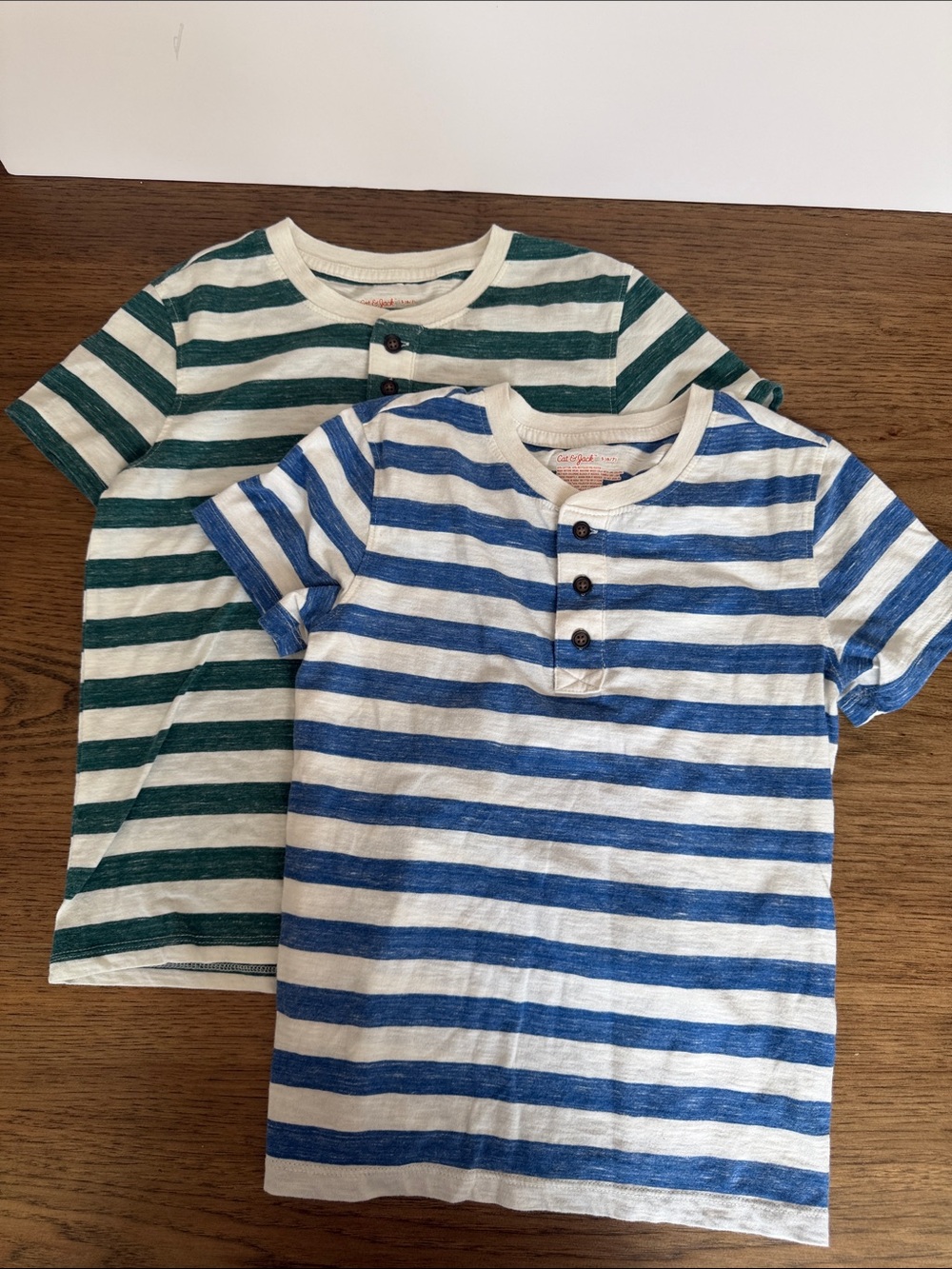 Kids' Short Sleeve Henley Stripe Tee - Blue & Green
